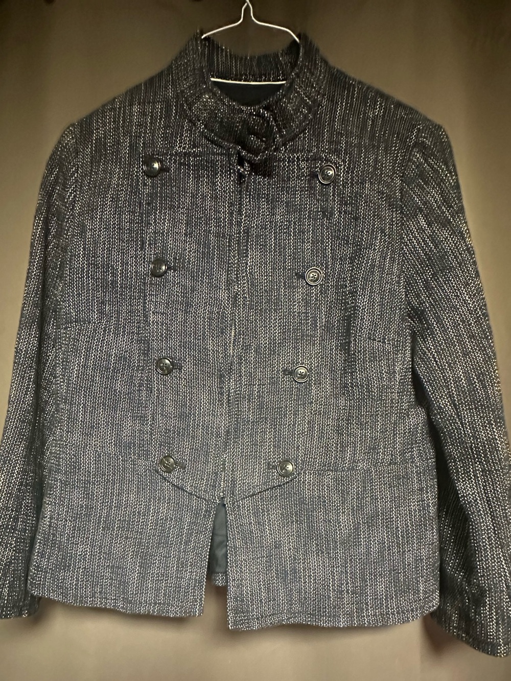 Banana Republic Navy and white Double-Breasted Blazer Jacket
